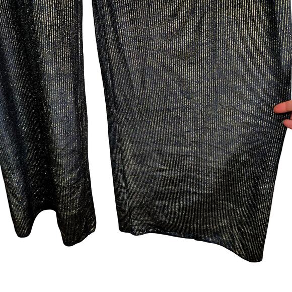Show Me Your Mumu $194 Jagger Black Gold Velvet Metallic Wide Leg Jumpsuit SZ M - Picture 6 of 9
